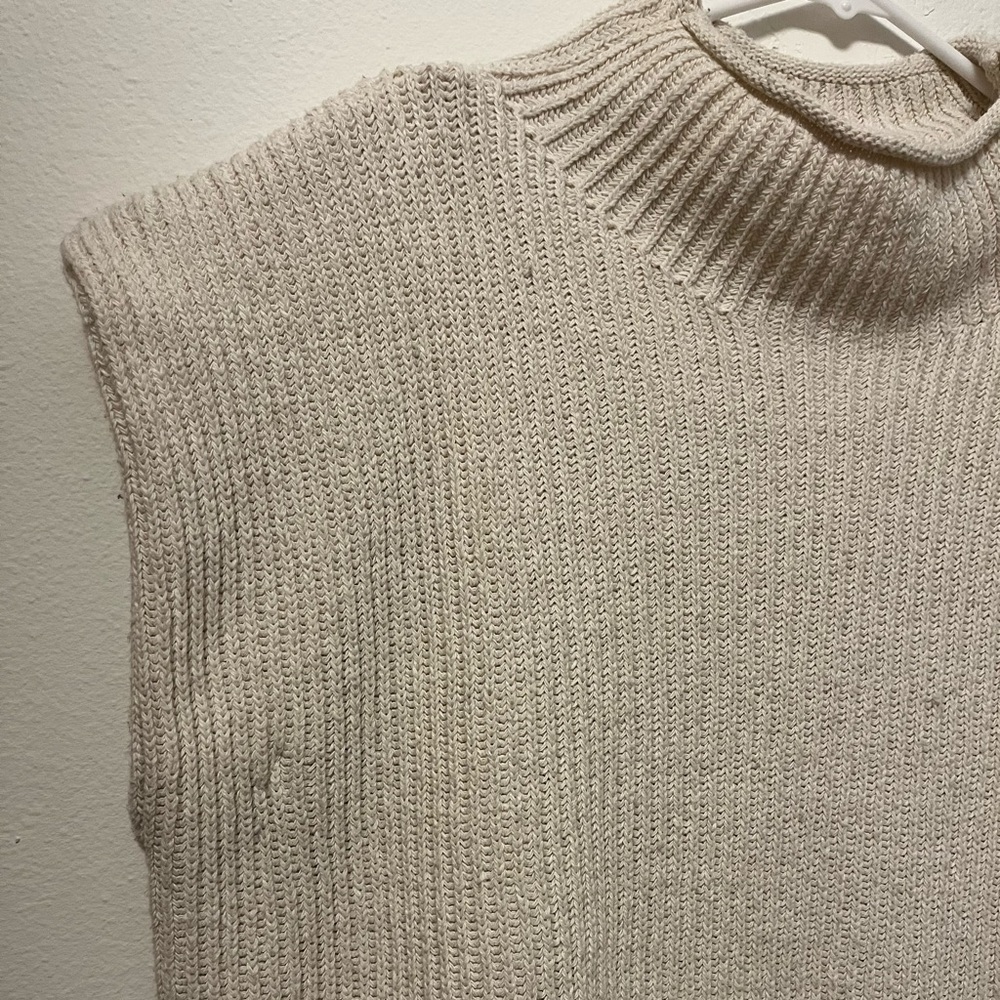 Le Lis Women's Cream Knit Mock Neck Sweater Vest